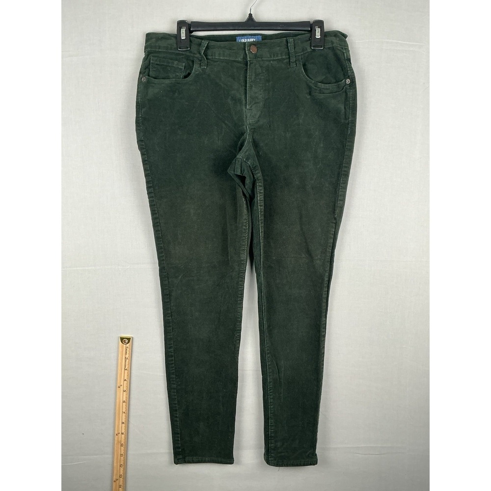 Old Navy Mid Rise Rockstar Green Corduroy Pants Women's‎ 12 Regular Stretch